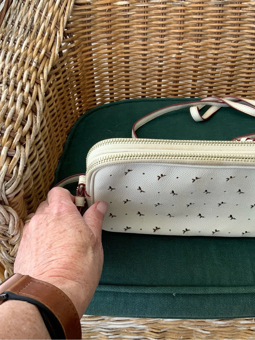 Coach White Perforated Leather Crossbody with Contrast Trim - Picture 3 of 4